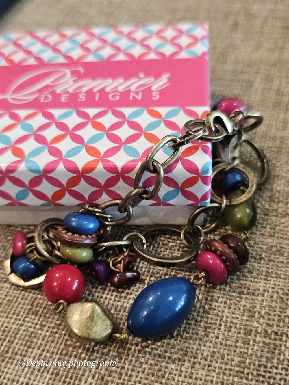 Premier Designs Multicolor Beaded Charm Bracelet - Blue, Pink & Green